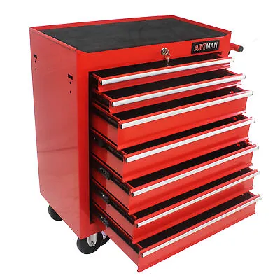 7 Drawers Rolling Tool Box Cart Tool Chest Tool Storage Cabinet W/ 4 Wheels-Red • $218.99