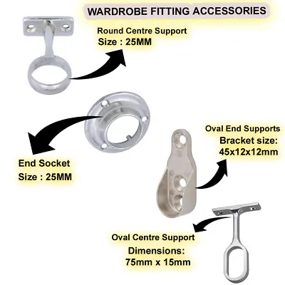 £1.60 • Buy Wardrobe Fitting Accessories Fitting Tube Hanging Bracket Center End Brackets