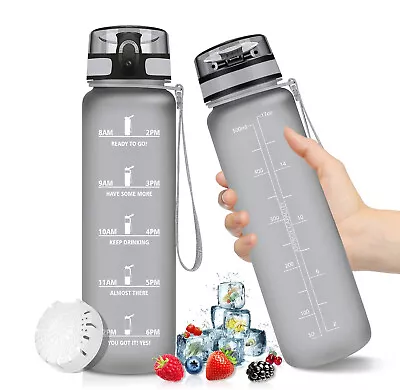 Sports Water Bottle With Filter Leak Proof Drink Bottle BPA Free  Gym Travel 1L • £7.49
