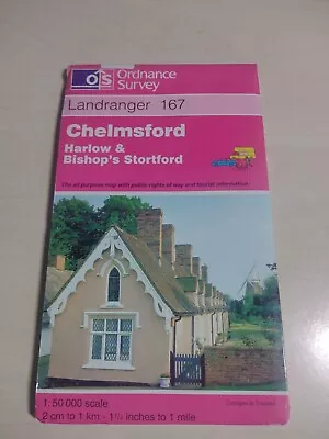 OS Ordnance Survey Landranger Map Sheet 167 Chelmsford & Harlow - 1998 Edn • £3.50