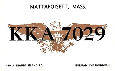 Vintage Postcard - QSL Citizen Radio Card KKA-7029 Mattapoisett Massachusetts • $7.46