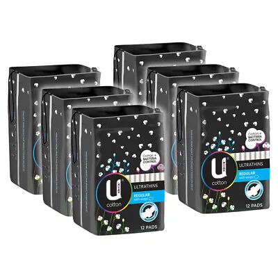 72pc U By Kotex Cotton Period Pads Ultrathin Regular With Wings Bacteria Control • $26