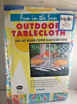 $15.29 • Buy Round Outdoor Tablecloth Vinyl 60  Ocean Theme Elrene Home Fashion  New W/ Tags