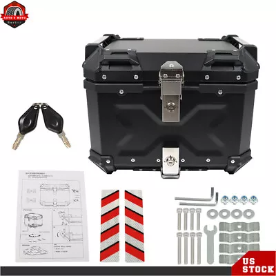 Black 45L Motorcycle Top Case Tail Box Thick Aluminum Hard Trunk • $114.01