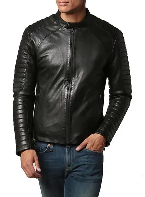 Men's Genuine Cowhide Leather Jacket Slim Fit Moto Biker Jacket - MC1018 • $139.99