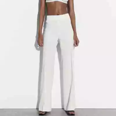 Nwt Zara Women's High Waist Regular Fit Pants White Size M 2216/118 • $30