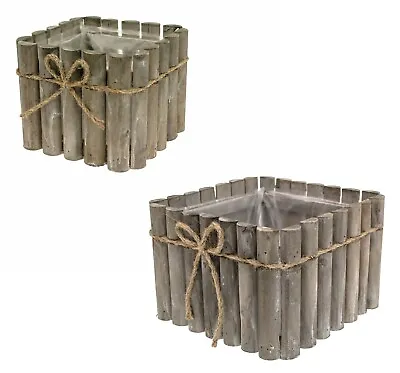 £4.49 • Buy Flower Pot Planter Plant Box Square Wood Wooden Picket Fence With Plastic Liner