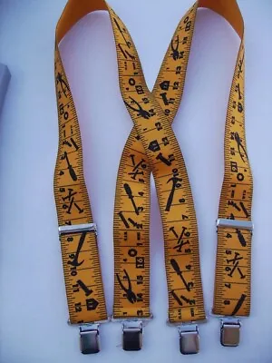 Men's X+Y Design Suspenders: Tape Rule Tmye Clips Snaps USA Made • $19.66