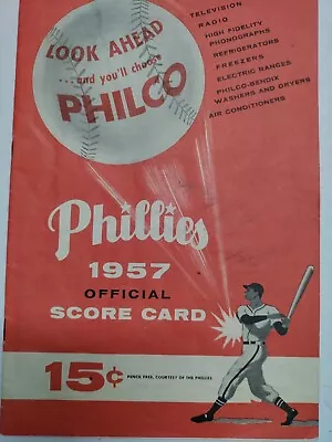 1957 Milwaukee Braves Vs Phillies Baseball Program Autographed Harry Anderson!!! • $49