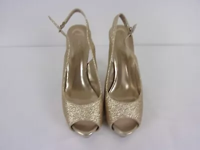 Michael Angelo 5  Slingback Platform Shoe  SIZE: 8     GOLD SPARKLE DESIGN • $8.78