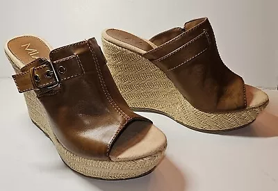 MIA Slip On Open Toe Wedge Heel Sandal Sz 8 - EUC • $16.97