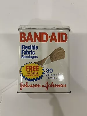 Vintage Johnson &Johnson Band Aid Metal Box 30 Flexible Fabric Empty Collectible • $14.95