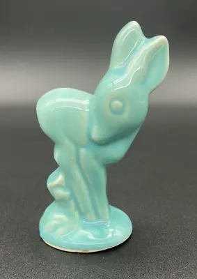 Vintage MCM Christmas Ceramic Deer Doe Aqua Turquoise Reindeer Bambi Estate Find • $34.99