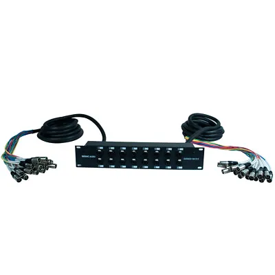 16 Channel XLR TRS Combo Splitter Snake Cable Two 15' XLR Trunks - Rack Mounts • $258.99