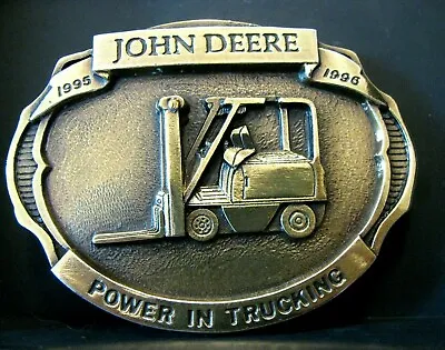 John Deere Forklift Power In Trucking 1996 Brass Belt Buckle Limited Edition Jd • $28