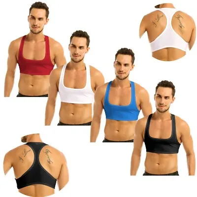 £5.94 • Buy Sexy Men Sleeveles Y Back Muscle Half Tank Top Vest Tee T-Shirts Stage Crop Tops