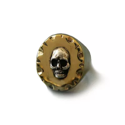 Mexican Biker Ring Skull Cross Vintage Silver Brass Men Pirate Captain Seaman • $68