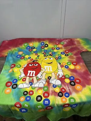 M&Ms Tie Dye Shirt Mens Medium Rainbow Spiral Chocolate Candy Mad Engine • $8