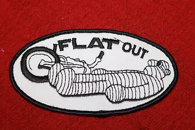 NOS Original Vintage 70s Flat Out Motorcycle Biker Racing Novelty Patch • $8.99