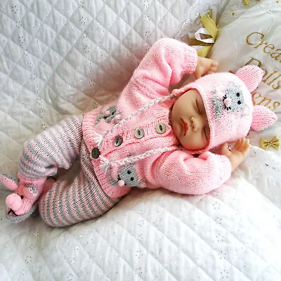 Baby Knitting Pattern Dk Mouse Cardigan Reborn Doll 17-22 Inch 0-3 Months Baby • £3.99
