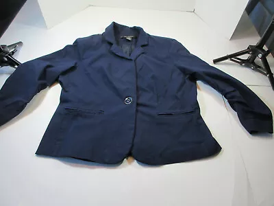 Women 89th & Madison Navy Single Button Suit Jacket Size Medium Pe-owned • £10.69
