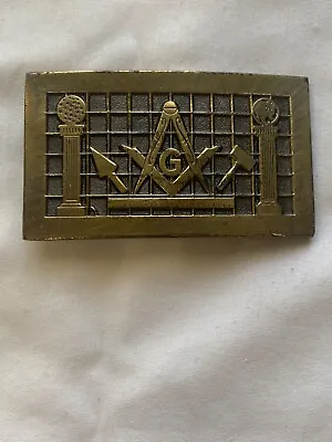Vtg Masonic BELT BUCKLE Freemason Masonry 1981  BRASS • $12