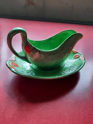 Vintage HANCOCK'S IVORY WARE Hand Painted Small Gravy/Sauce Boat And Stand 1960s • £14.50