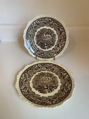 Mason's Ironstone Brown & Beige Transferware Vista Pattern Salad Plate 1891-1920 • $28