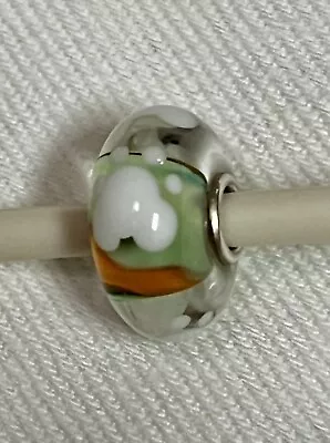 Authentic Trollbeads OOAK Unique White Paw On Multicolor Base Green Orange • $39