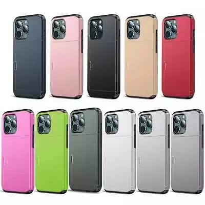 Hard With Slide Card Slot Holder Phone Case Cover For IPhone 12 11 Pro Max 7 8 + • $10.98