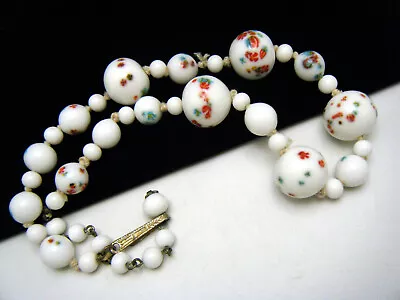 CRAFT REPAIR Vintage Japan Lampwork White Glass Bead Millefiori Necklace • $14.99