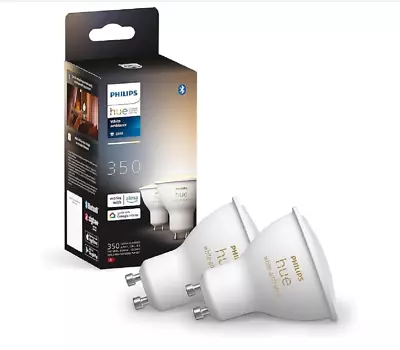 Twin Pack Philips Hue GU10 Smart Bluetooth Wi-Fi LED 5W White Ambiance • $65