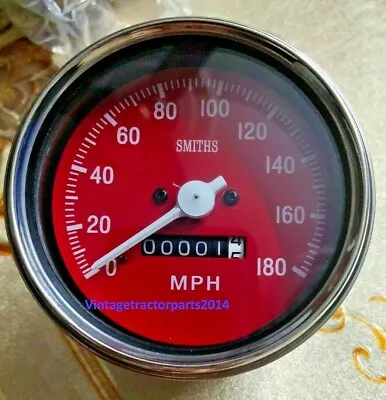 Clockwise Speedometer 85 Mm Mechanical M18x1.5 Thread 180 MPH Red Face • $20.57