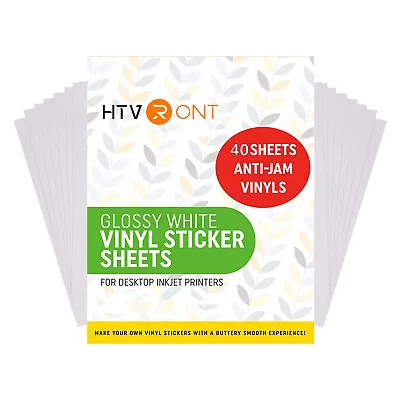 $35.98 • Buy 40x Glossy White Printing Vinyl Sticker Paper For Inkjet & Laser Printer 8.5x11 