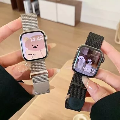 $11.39 • Buy For Apple Watch Ultra 9 8 7 6 5 4 3 SE Magnetic Milanese Loop IWatch Band Strap