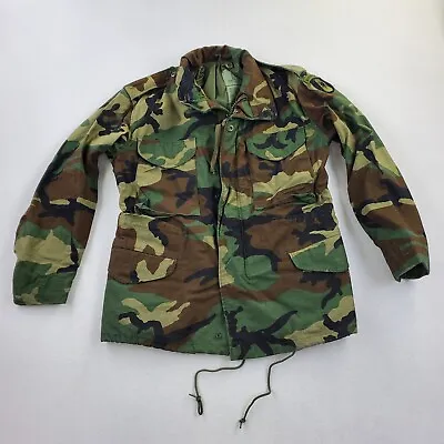 Vintage US Military Jacket Men Size S M65 Woodland Camo Cold Weather Field Coat • $35