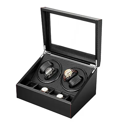 4+6 Automatic Rotation Watch Winder Storage Case Watch Display Carbon Fiber Box • $67.45