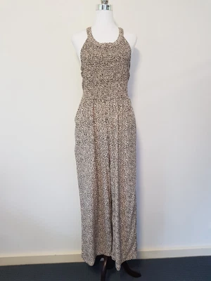 $9.99 • Buy Japra Shirred Wide Leg Jumpsuit Size L 10-14 Hidden Pockets & High Neck 