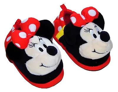 MINNIE MOUSE DISNEY Plush Rubber Bottom Slippers Toddler's Size 5-6 7-8 Or 9-10 • $12.99