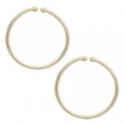 Clip On Hoop Earrings 14K Gold Plated Sleek Pierced Look 25mm 1  Diameter Dangle • $11.95