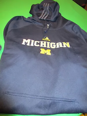 NEW! Univ Michigan Wolverines MENS ADIDAS CLIMAWARM HOODIE SWEATSHIRT BLUE XL • $26.99