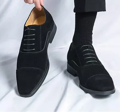 Mens Formal Lace Up Nubuck Lace Up Dress Faux Suede Wedding Oxford Leather Shoes • $49.51
