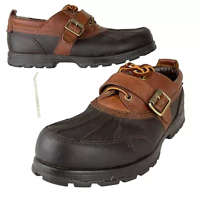 Bass Duck Shoes Men Sz 11M Two Tone Brown Leather Lace & Buckle • $28.87