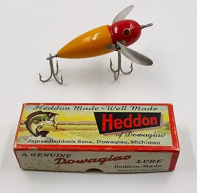 Antique Heddon Dowagiac Musky Crazy Crawler Lure With Box & Paper • $375