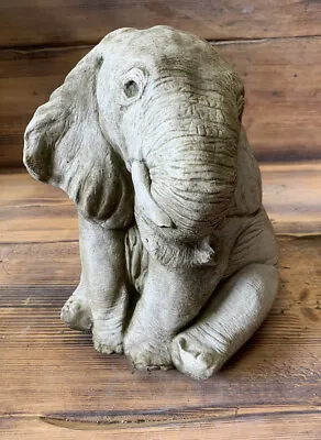 Stone Garden Cute Sitting Baby Elephant Gift Ornament • £30.40