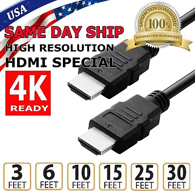 4k High Speed Hdmi Cable 2.0 1ft 2ft 3ft 6ft 8ft 10ft 12ft 15ft 20ft 25ft 30ft • $17.99