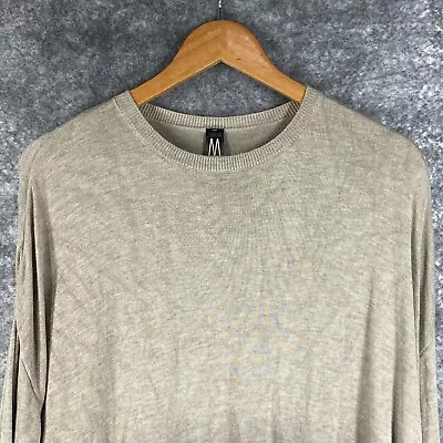 Marla Wynne Sweater Women Large Tan Black Ombre Split Side Hem Minimalist Crew • $29.95