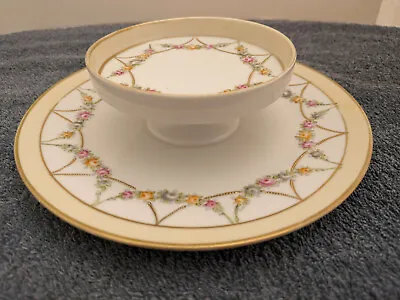 Antique Hand Painted Nippon Two-tiered Server Floral And Gold Garland Pattern • $25