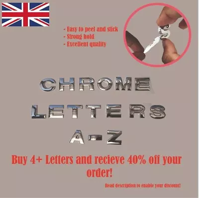 £1.49 • Buy Chrome 25mm Good Quality 3D Self-adhesive Letter-Num Carbadge Sticker Home Auto.