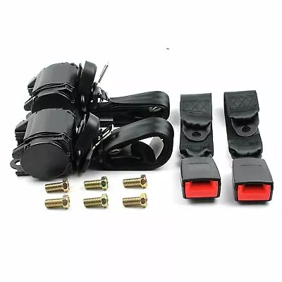 2 Set Safety 3 Point Retractable Car Seat Lap Belt Adjustable Kit Universal • $37.53